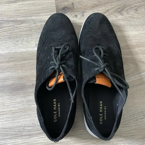 Cole Haan Black Suede Wingtip Oxfords Shoes Size 7