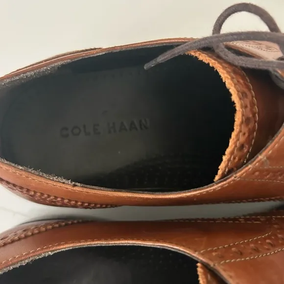 Cole Haan Brown Leather Lace Up Brogue Wingtip Oxfords Dress Shoe Size 9.5 M