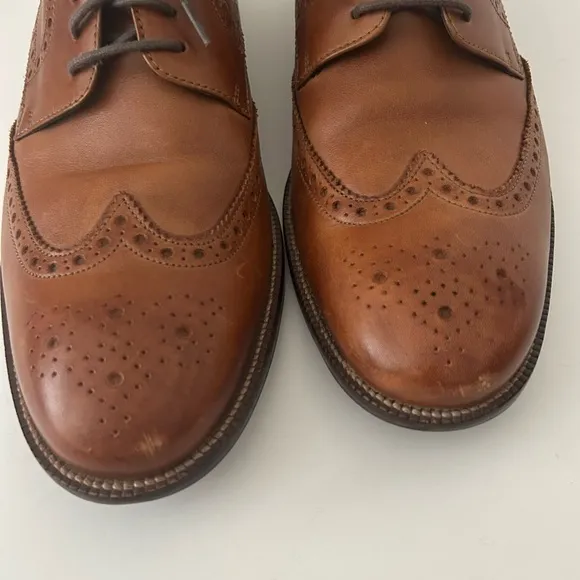 Cole Haan Brown Leather Lace Up Brogue Wingtip Oxfords Dress Shoe Size 9.5 M