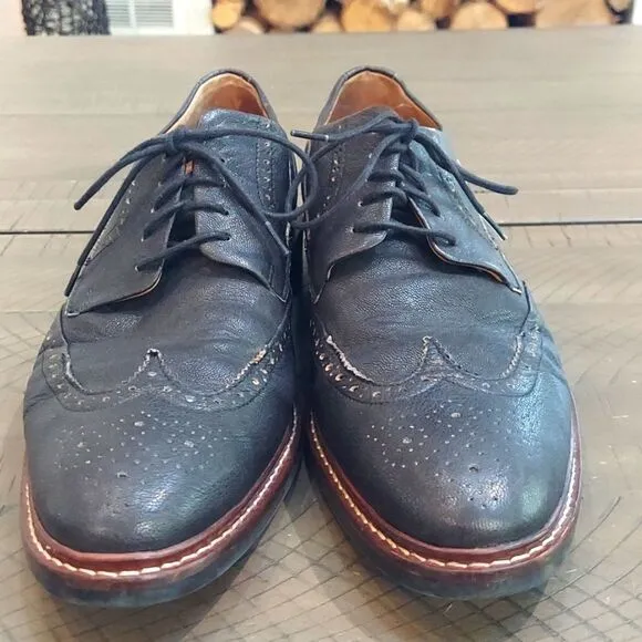 Cole Haan C24112 Warren Wingtip Oxfords Shoes Black Leather‎ Size 10.5M