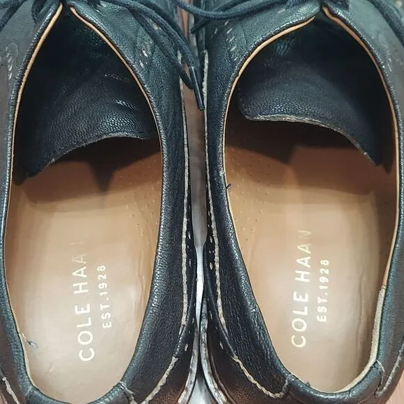 Cole Haan C24112 Warren Wingtip Oxfords Shoes Black Leather‎ Size 10.5M
