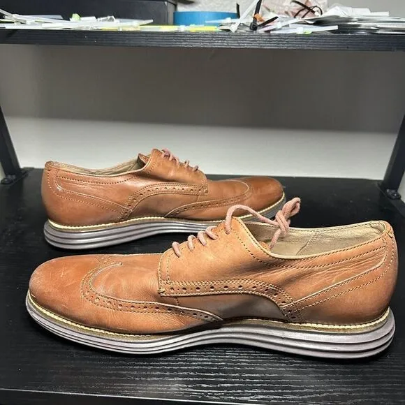Cole Haan C26472 Mens 10.5 Original Grand Oxfords Wingtip Brown Leather