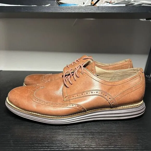 Cole Haan C26472 Mens 10.5 Original Grand Oxfords Wingtip Brown Leather