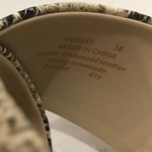 Cole Haan Dakota Snakeskin Printed Crisscross Block Heel Slip On Sandal Mules