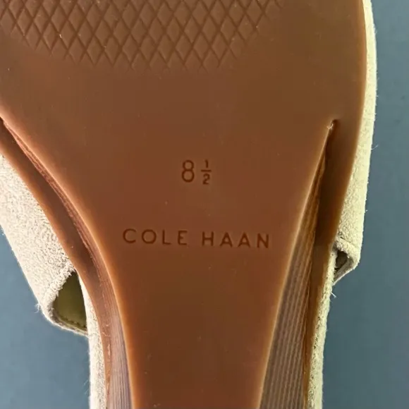 Cole Haan Elnora Slingback Gray Suede Wedge Pump Heels