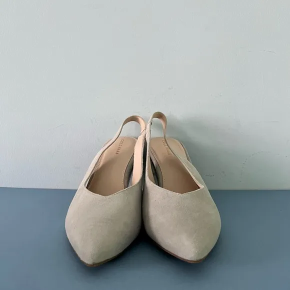 Cole Haan Elnora Slingback Gray Suede Wedge Pump Heels