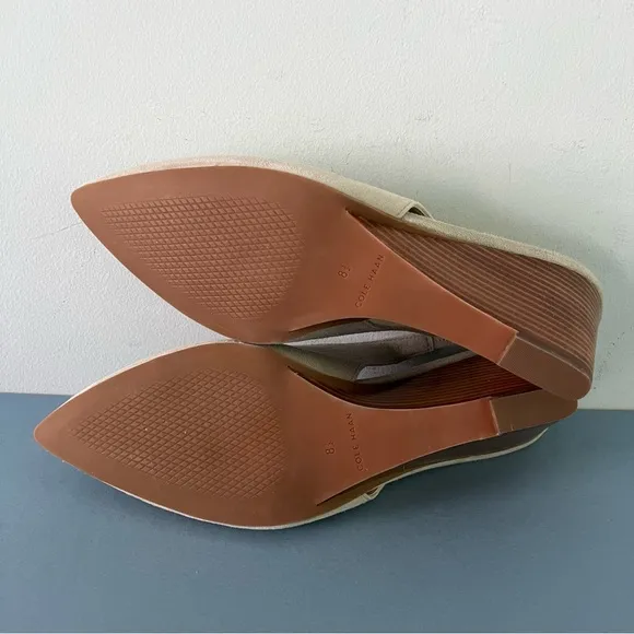 Cole Haan Elnora Slingback Gray Suede Wedge Pump Heels