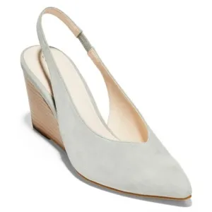 Cole Haan Elnora Slingback Gray Suede Wedge Pump Heels