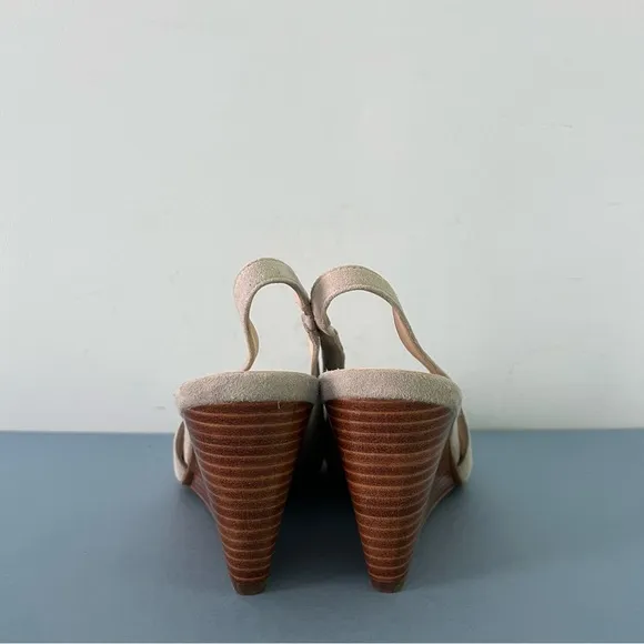 Cole Haan Elnora Slingback Gray Suede Wedge Pump Heels