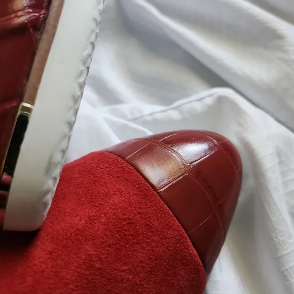 Cole Haan Grand Ambition Slip-on Sneaker Red Dahlia Print Suede Size 11B EUC