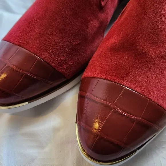 Cole Haan Grand Ambition Slip-on Sneaker Red Dahlia Print Suede Size 11B EUC