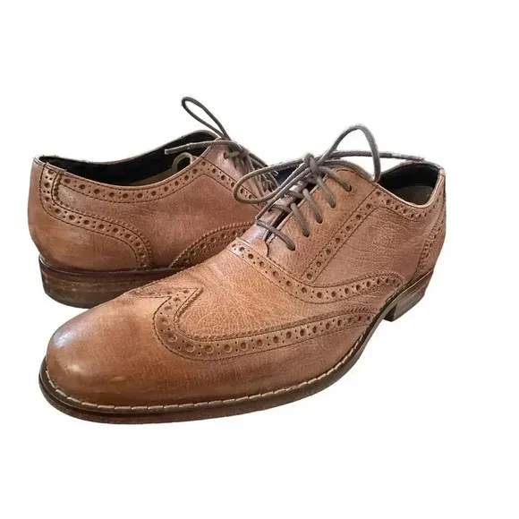 Cole Haan Grand Cambridge C12915 Brown Brogue Wingtip Oxfords Shoes Size 8.5‎