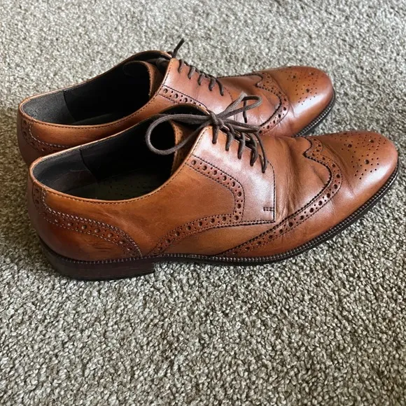 Cole Haan Grand Leather Wingtip Oxford Shoes Cognac Brown Men's 10.5 M