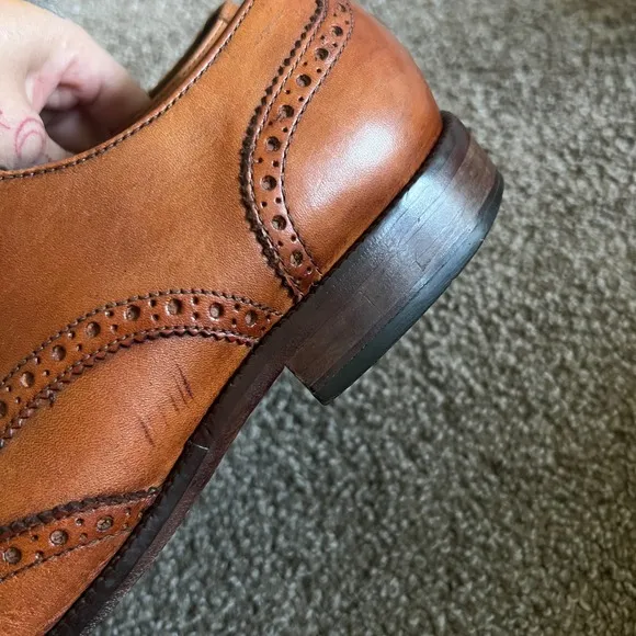 Cole Haan Grand Leather Wingtip Oxford Shoes Cognac Brown Men's 10.5 M