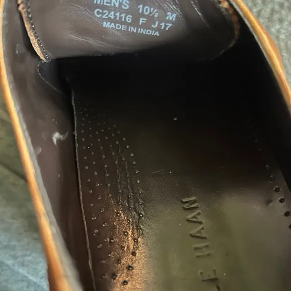 Cole Haan Grand Leather Wingtip Oxford Shoes Cognac Brown Men's 10.5 M