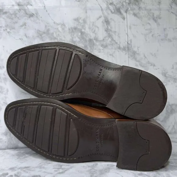 Cole Haan Grand OS 9.5M Cap Toe Mens Leather Shoes Oxfords‎ Brown Rubber Sole