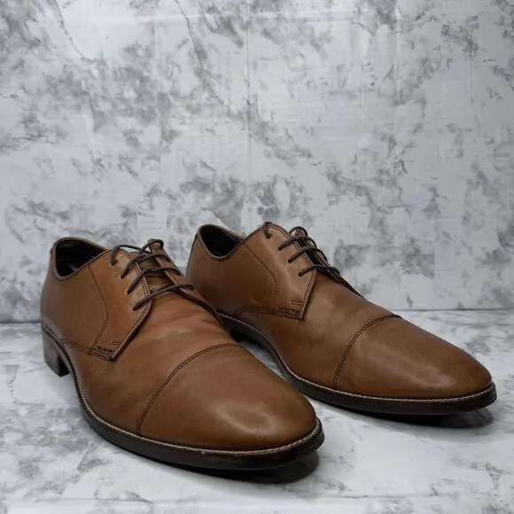 Cole Haan Grand OS 9.5M Cap Toe Mens Leather Shoes Oxfords‎ Brown Rubber Sole