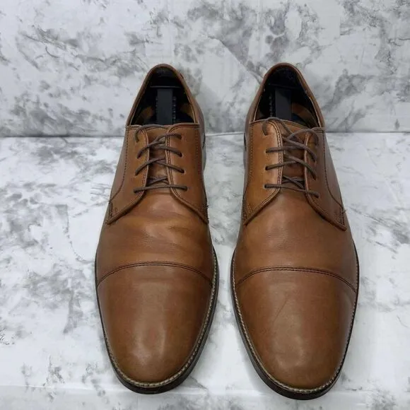 Cole Haan Grand OS 9.5M Cap Toe Mens Leather Shoes Oxfords‎ Brown Rubber Sole