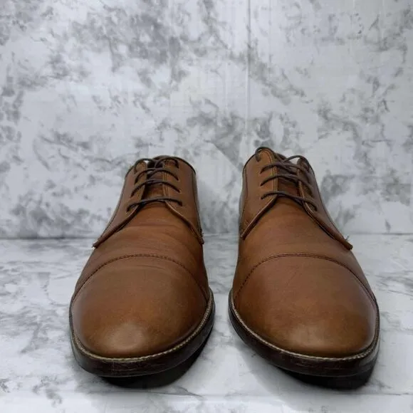 Cole Haan Grand OS 9.5M Cap Toe Mens Leather Shoes Oxfords‎ Brown Rubber Sole