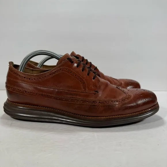 Cole Haan Grand OS Brown Leather Lace Up Wingtip Oxfords Men Size 9.5M