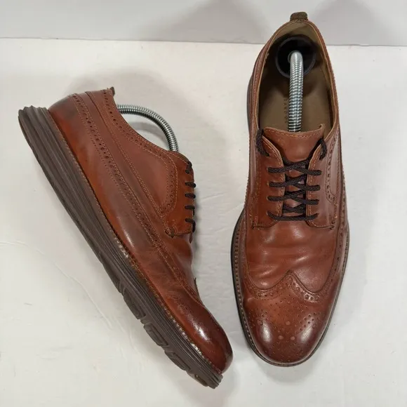 Cole Haan Grand OS Brown Leather Lace Up Wingtip Oxfords Men Size 9.5M