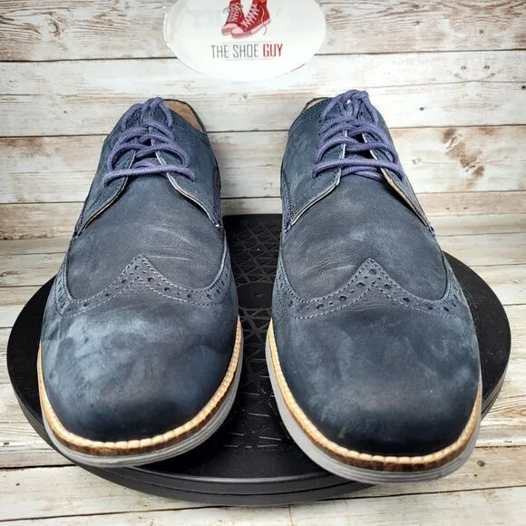 Cole Haan Grand OS Men's Size 11.5M Blue Nubuck Oxford Wingtip Shoes