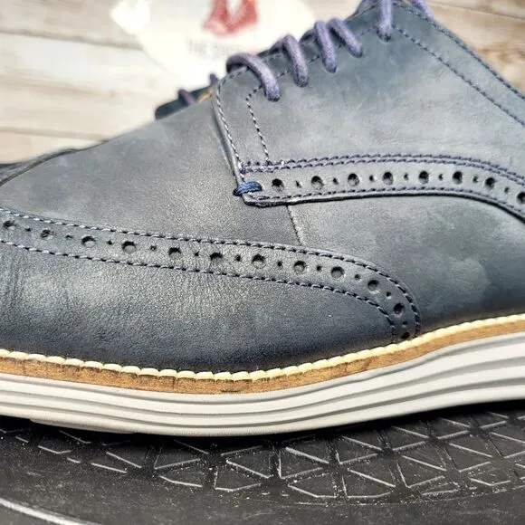 Cole Haan Grand OS Men's Size 11.5M Blue Nubuck Oxford Wingtip Shoes