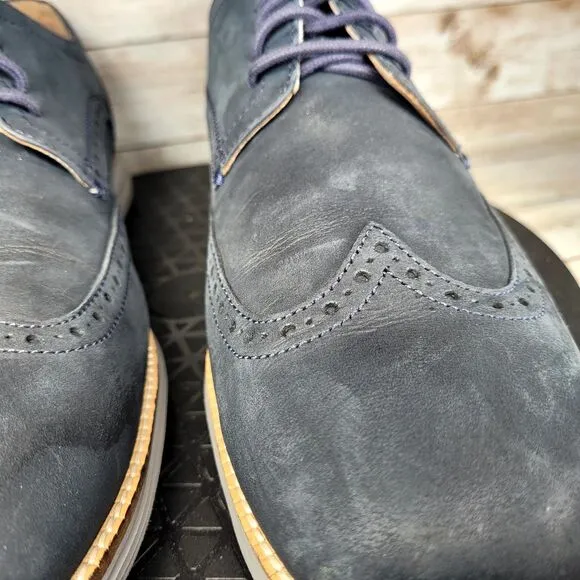 Cole Haan Grand OS Men's Size 11.5M Blue Nubuck Oxford Wingtip Shoes