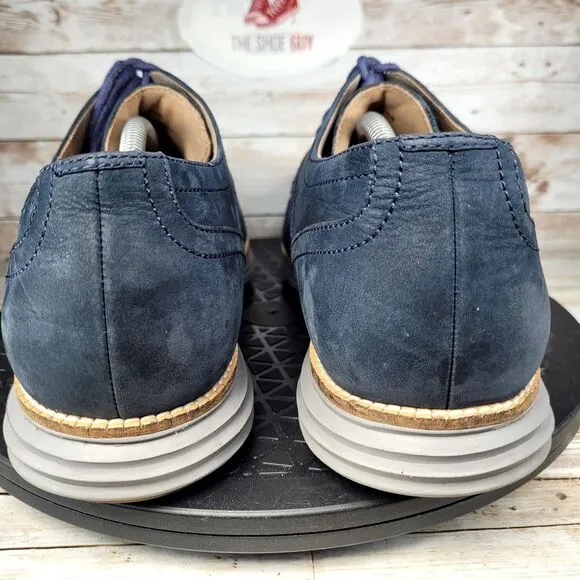 Cole Haan Grand OS Men's Size 11.5M Blue Nubuck Oxford Wingtip Shoes