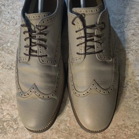 Cole Haan Grand O's Shoes Leather Wingtip Oxfords Gray Mens Size 13 M Sneakers