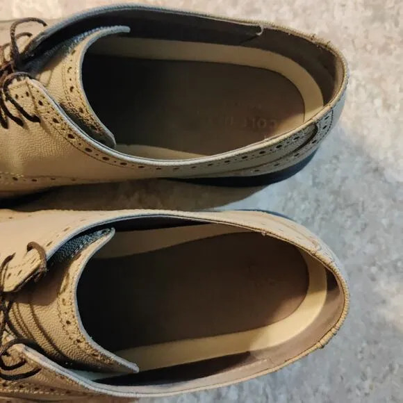 Cole Haan Grand O's Shoes Leather Wingtip Oxfords Gray Mens Size 13 M Sneakers