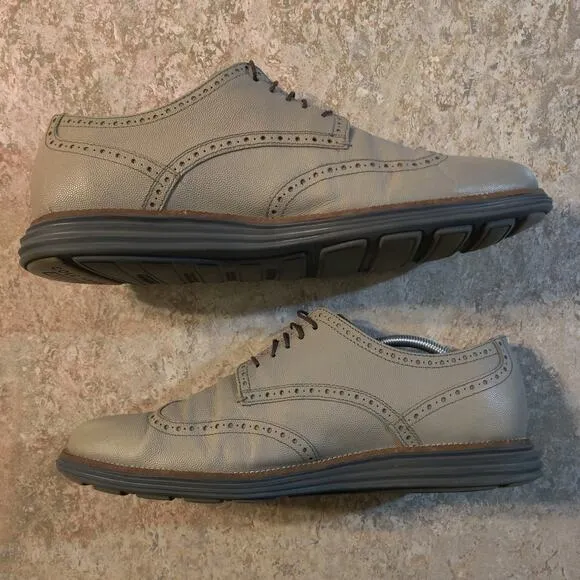 Cole Haan Grand O's Shoes Leather Wingtip Oxfords Gray Mens Size 13 M Sneakers