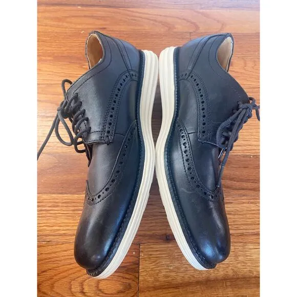 Cole Haan Grand.OS Men's Dress Shoes Sz 7 Navy Leather Wingtip Oxfords C24089