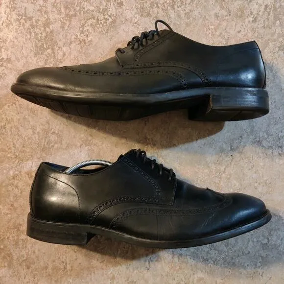 Cole Haan Grand.Os Wingtip Oxford Mens 13 M Black Leather Almond Toe Shoes