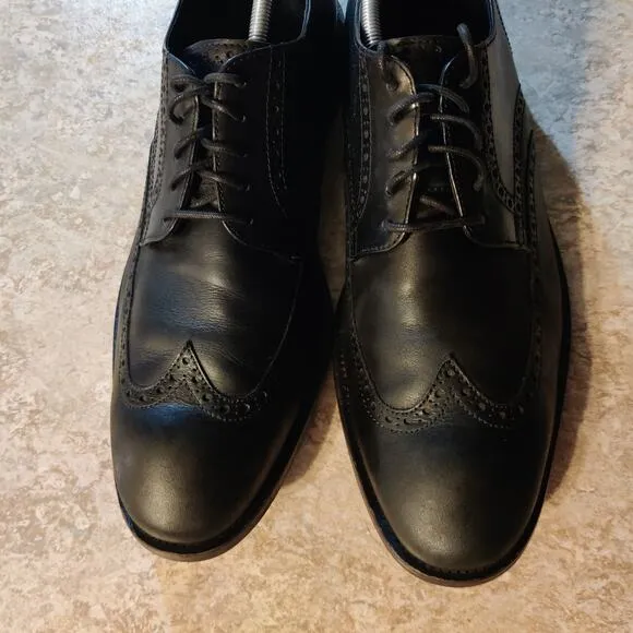 Cole Haan Grand.Os Wingtip Oxford Mens 13 M Black Leather Almond Toe Shoes
