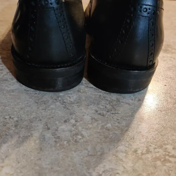 Cole Haan Grand.Os Wingtip Oxford Mens 13 M Black Leather Almond Toe Shoes