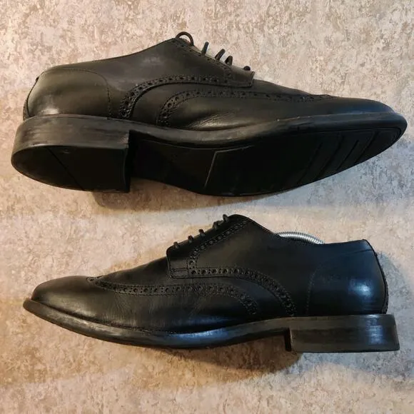 Cole Haan Grand.Os Wingtip Oxford Mens 13 M Black Leather Almond Toe Shoes