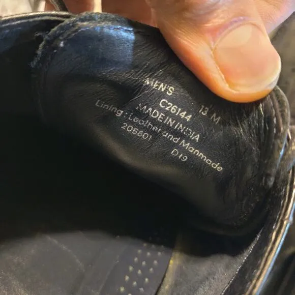 Cole Haan Grand.Os Wingtip Oxford Mens 13 M Black Leather Almond Toe Shoes