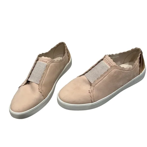 Cole Haan Grandpro Spectator Scalloped Slip-On Sneaker Dove Nubuck, Sz 8.5