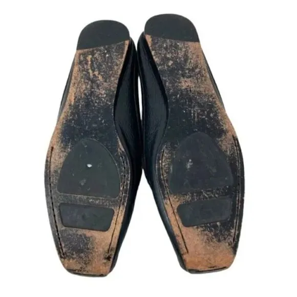 Cole Haan Jaiden Black Pebbled Leather Buckle Flat Loafer Mules - Size 7