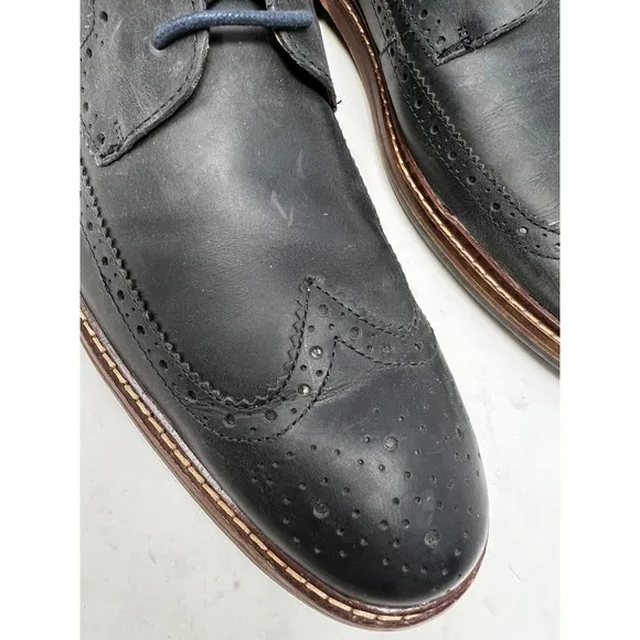 Cole Haan Leather Great Jones Black Wingtip Oxfords Shoes Men's Size‎ 13M
