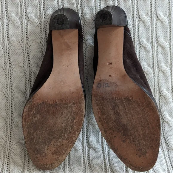 Cole Haan Leather Mules Slip On Heels Shoes 9 Brown Studded Grommets