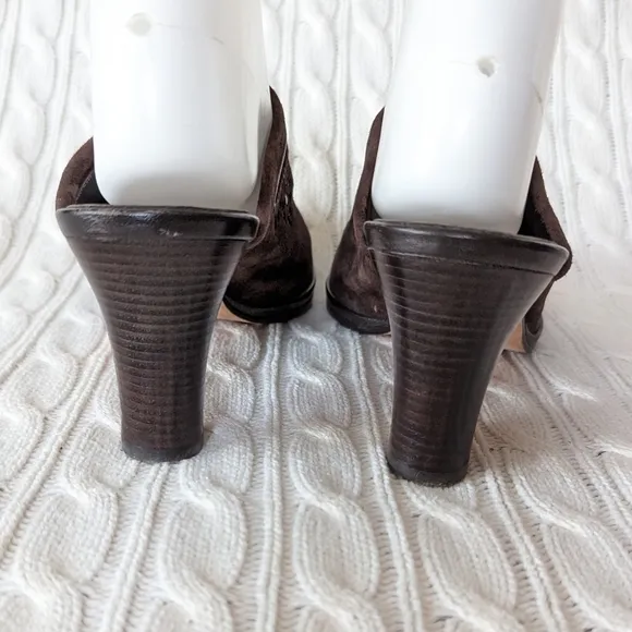 Cole Haan Leather Mules Slip On Heels Shoes 9 Brown Studded Grommets