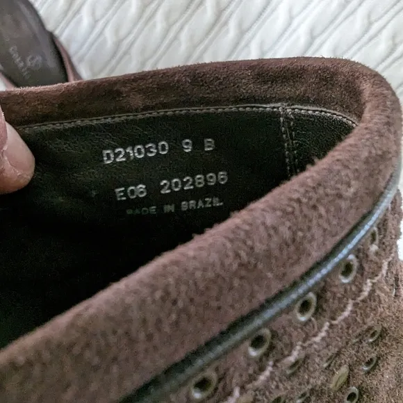 Cole Haan Leather Mules Slip On Heels Shoes 9 Brown Studded Grommets