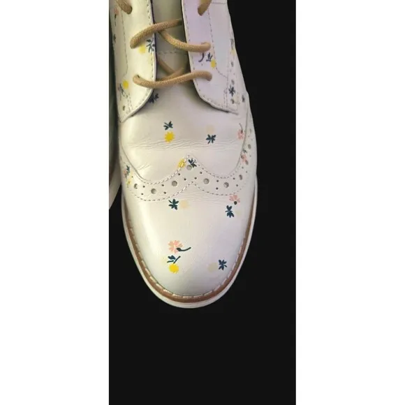 Cole Haan Leather Oxfords  Grand White Wingtip  Floral Print Women’s Size 6B