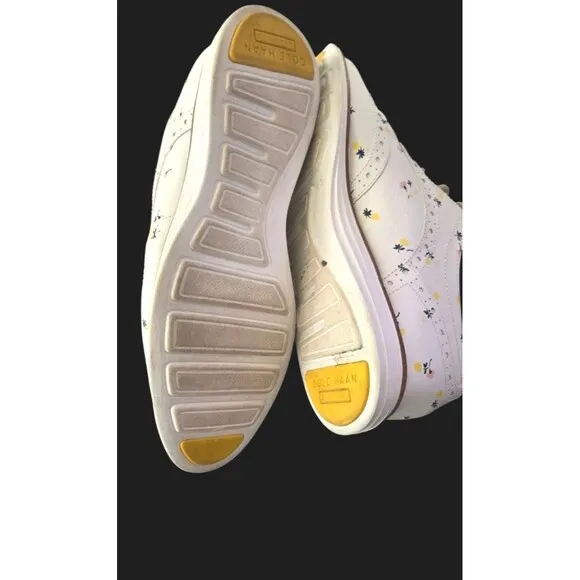 Cole Haan Leather Oxfords  Grand White Wingtip  Floral Print Women’s Size 6B