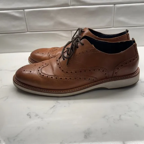 Cole Haan Leather Wingtip Oxford Dress Shoes Comfort Brown Mens 9.5M