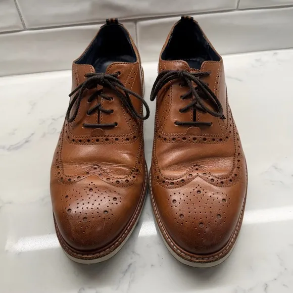 Cole Haan Leather Wingtip Oxford Dress Shoes Comfort Brown Mens 9.5M