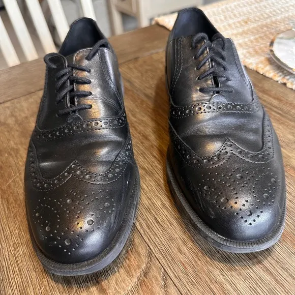Cole Haan Leather Wingtip Oxford Dress Shoes Lace Up Black Size