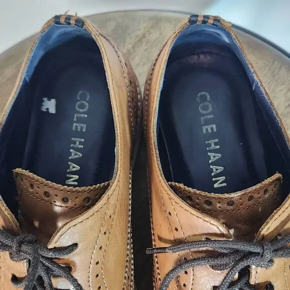 Cole Haan Leather Wingtip Oxford Shoes Size 8 Men's Brown Leather Oxfords
